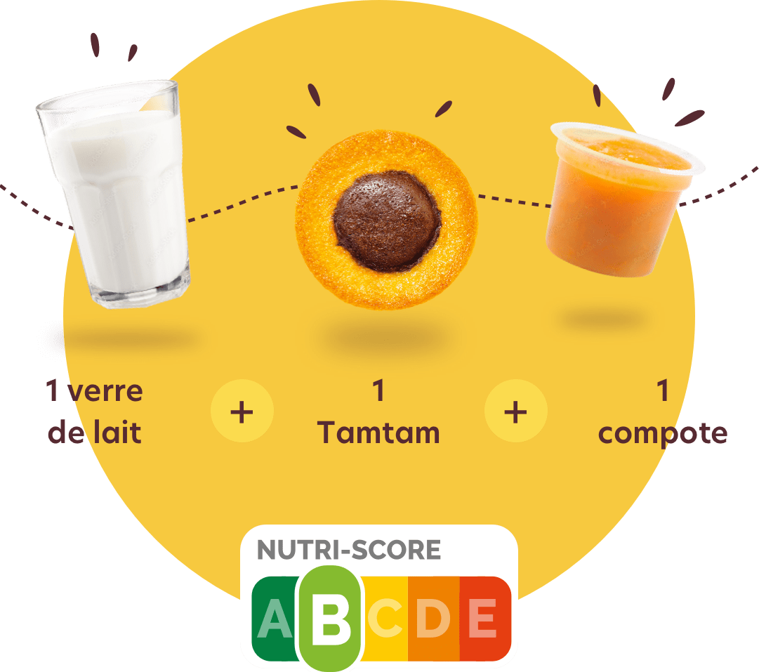 1 verre de lait + 1 Tamtam + 1 compote